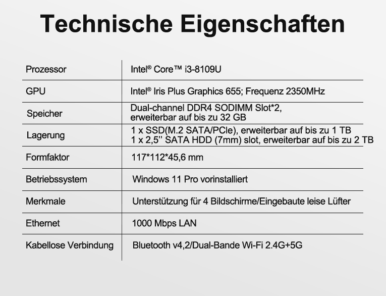 Technische Eigenschaften