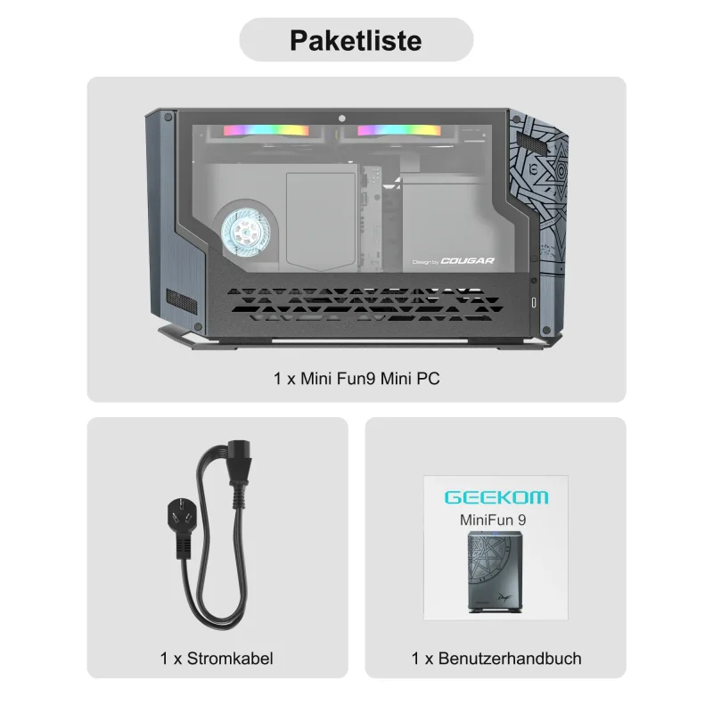 GEEKOM Mini FUN9 Mini PC Paketliste