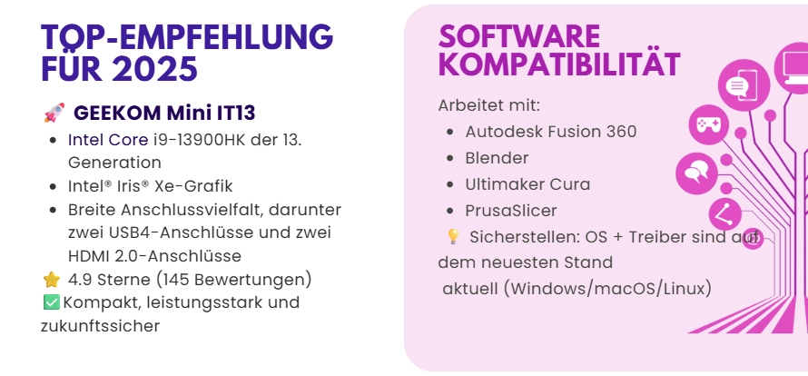 Bester Computer für den 3D-Druck 2025: Software kompatibilität