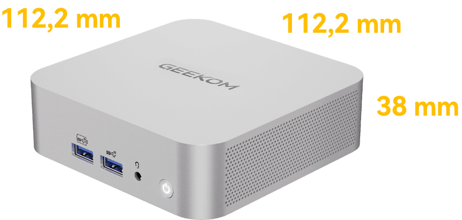 Abmessungen des GEEKOM A8 Mini-PCs