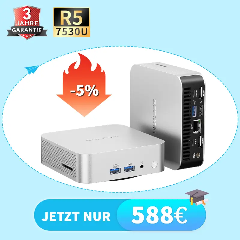 GEEKOM A5 Pro 2026 Mini PC: AMD Ryzen 5 7530U, 16GB RAM, 1TB SSD