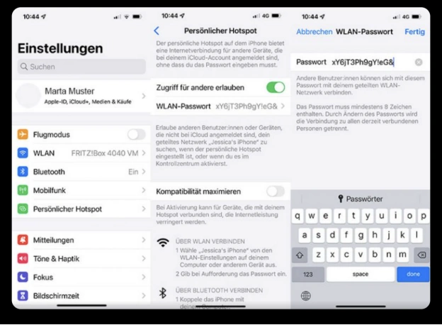 USB Tethering auf dem iPhone einrichten